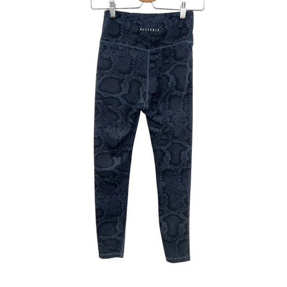 Allfenix Leggings Snakeskin Python Print 7/8 Length Navy Blue Black Size Small - Picture 5 of 8